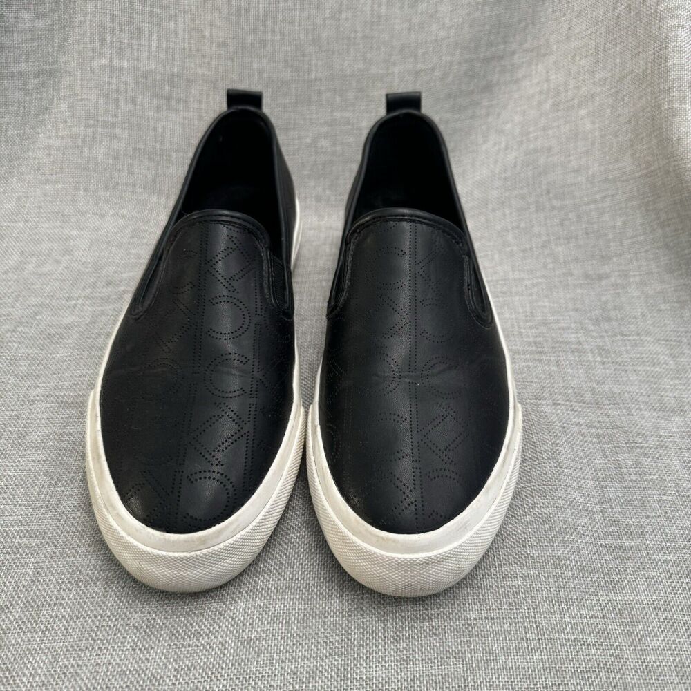 CK Calvin Klein Shoe Valette Women's Skater-Style Slip On Sneaks Black‎ Size 7
